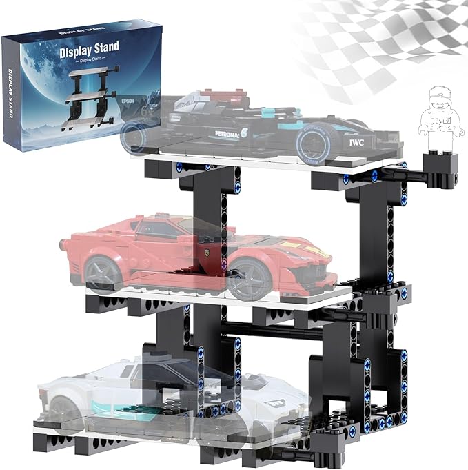 Display Stand for Lego Speed Champions Building Kit, 3 Layer Stand for Lego Car 76918 76923 76934 76919 76909 76914 76917 Model with Driver's Display, Collectible Gifts for Adults (220 Pcs)