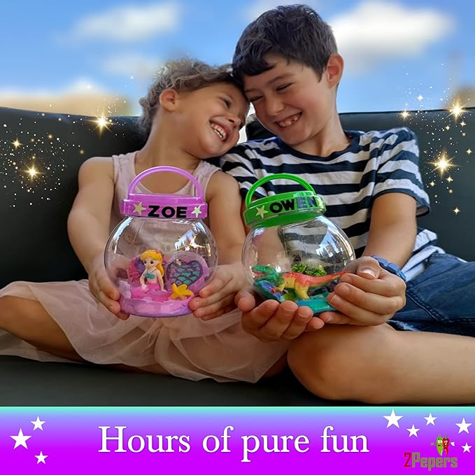 Light Up Mermaid Night Light Arts and Crafts for Kids, Mermaid Gifts for Girls Ages 3 4 5 6 7 8 Years Old, DIY Kids Crafts Terrarium Kit, Mermaid Toy Girls Crafts, Stocking Stuffers for Kids