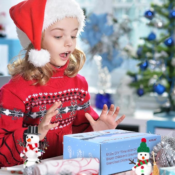 Christmas Build a Snowman Craft Kit for Kids, 24 Pack Modeling Clay DIY Snowman Kit, Craft Kit for Christmas Arts and Craft Activities, Christmas Stocking Stuffers for Kids, Christmas Crafts Xmas Gift