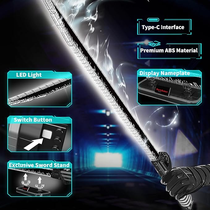 Mould King Darksaber Lightsaber Building Blocks Toy, 885+ Pcs LED Darks Sword Dueling Lightsaber Toys with Stand, 45.67in Light Saber Creative Swords Building Kit for Kids Boys Adults 8+ Cosplay Gifts