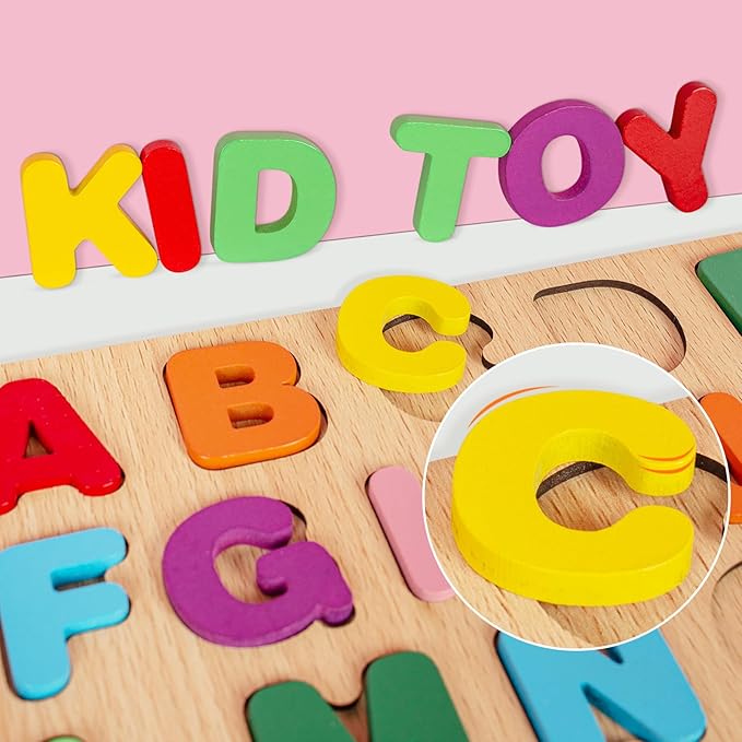 Attmu Wooden Puzzles for Toddlers 1 2 3 4 5 Year Old, Alphabet Puzzle Number Puzzle Shape ABC Puzzle, 3 in 1 Preschool Educational Learning Toys with Puzzle Board for Girls Boys Set of 3