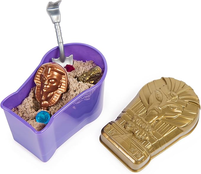 Kinetic Sand, Mini Mummy 170g Magic Sand, Kinetic Sand Brown, 1 Surprise Figure, 2 Accessories and 3 Gems Included, Toys for Boys and Girls 3 Years Old