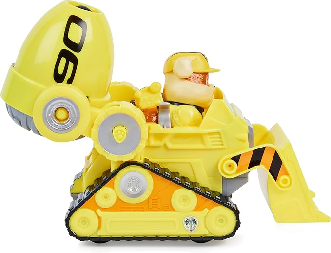 Paw Patrol, Rubble’s Deluxe Movie Transforming Toy Car with Collectible Action Figure, Kids Toys for Ages 3 and up