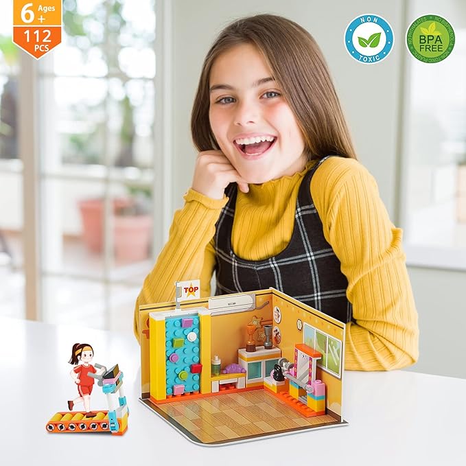 Friends House Building Block Sets, Girls Gym Fitness Room Friendship Playhouse Apartment Bricks Kit Birthday Roleplay Gifts for Old Kids 6+ 6-12 8-12