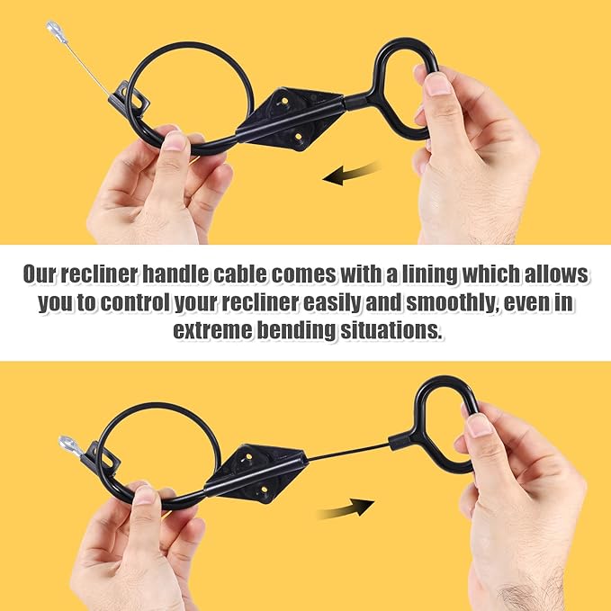 Recliner Pull Handle Replacement, Black Recliner D Ring Replacement Parts Compatible with Lazy Boy D Ring Couch Sofa Recliner Release Cable Pull for Lazyboy