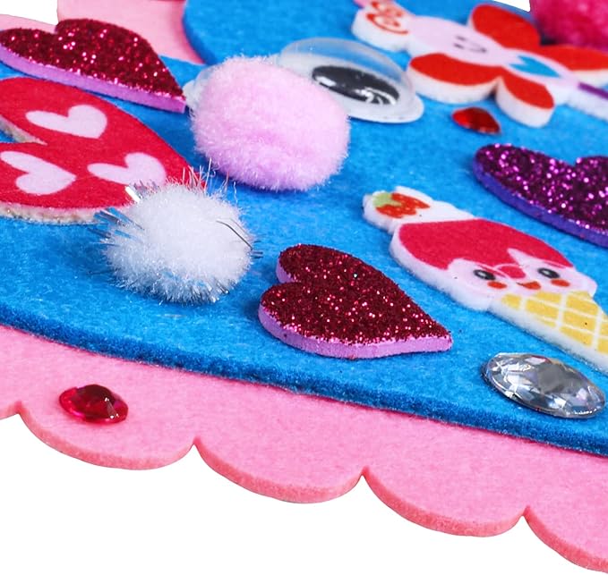 Winlyn 24 Sets Valentine's Day Heart Ornaments Decorations DIY Felt Heart Valentine Craft Kits Assorted Felt Heart Stickers Googly Eyes for Kids Valentine Gift Exchange Classroom Activity Art Project