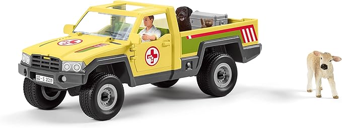 Schleich Vet Visit to the Farm Farm World 12-Piece Veterinarian and Truck Toy Set with Animal Toys for Kids Ages 3-8