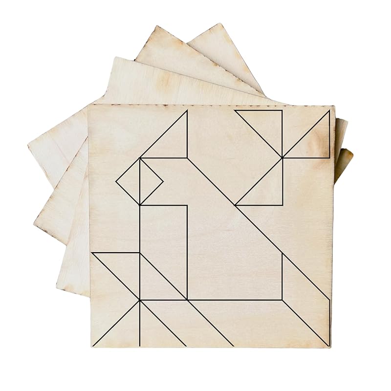 Set of 4 FOUR Inch Mini Quilt Block Pattern, Wood Barn Star DIY Kits for Adults, Tiny Wall Hanging Do It Yourself Painting Craft Kit (Bird)