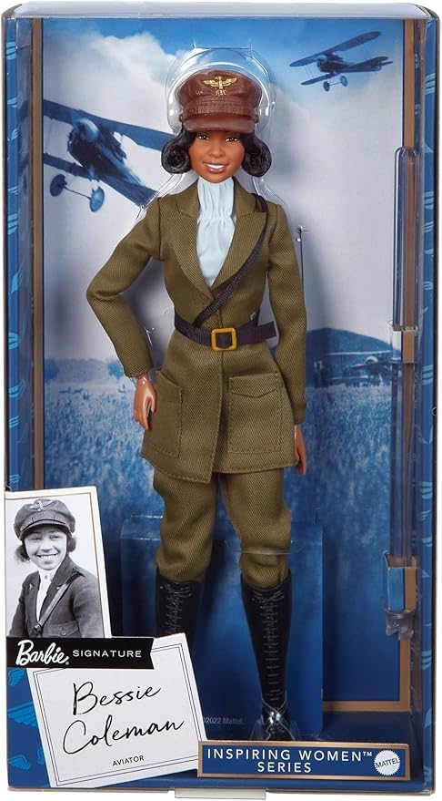 Barbie Inspiring Women Doll, Bessie Coleman Collectible Dressed in Aviator Suit with Helmet and Goggles