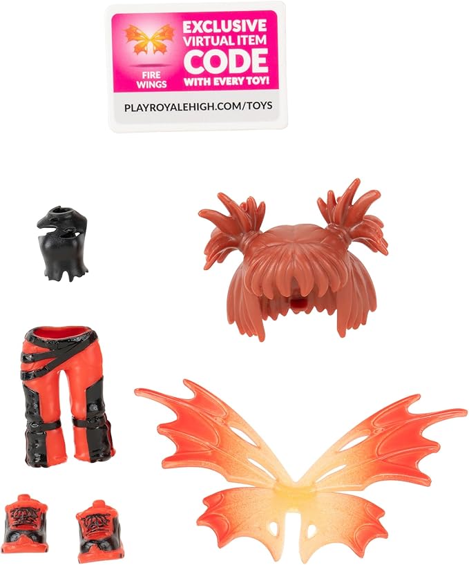 Royale High 3” Fire Fairy Fashion Doll - 1 Figure with 9 Fashion Accessories - Virtual Item Code Included - Series 1 - Ages 5+