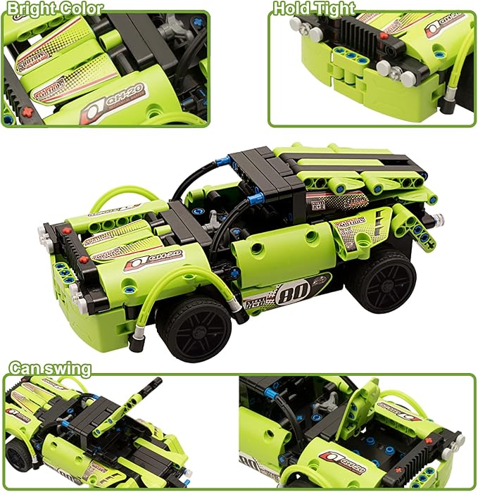 STEM Building Toys for Kids with 2-in-1 Remote Control Racer Snap Together Engineering Kits Early Learning Racecar Building Blocks - Best Gift for 6 7 8 9＋Year Old Boys and Girls