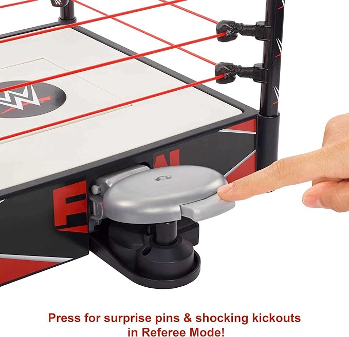 Mattel WWE Wrekkin' Kickout Ring Playset with Accessories & 2 Play Modes, Includes Launcher, Crane, WWE Championship & More, 13-inch x 20-inch