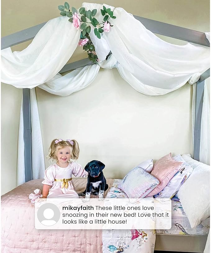 Delta Children Poppy House Wood Twin Bed, Platform Bed - No Box Spring Needed, Blush Pink