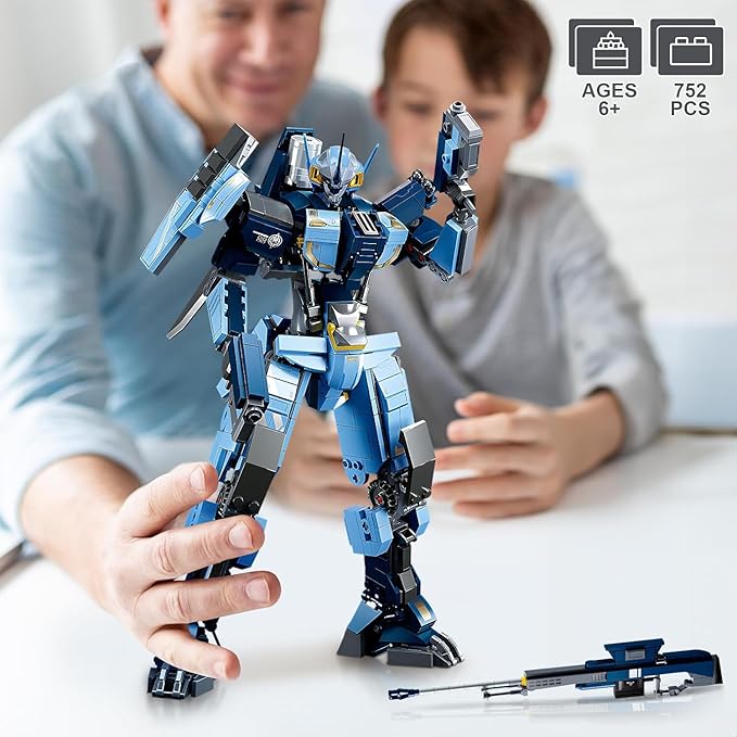 Mech Robot Building Blocks Set for Adults, 752 Pieces Cool Warrior Model Kit, City Justice Hero Toy Playset, Best Gifts for Teens Boys Ages 6 7 8 9 10+ Year