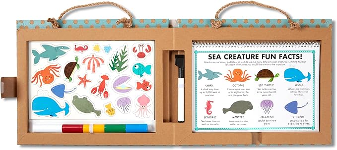 Melissa & Doug Natural Play: Play, Draw, Create Reusable Drawing & Magnet Kit – Ocean (42 Magnets, 5 Dry-Erase Markers) - FSC Certified