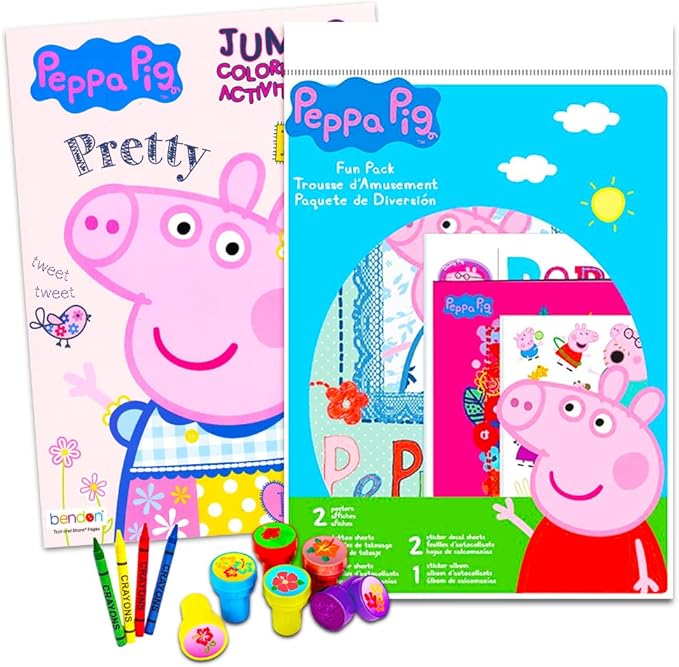 Peppa Pig Coloring Book Set Stickers and Crayons