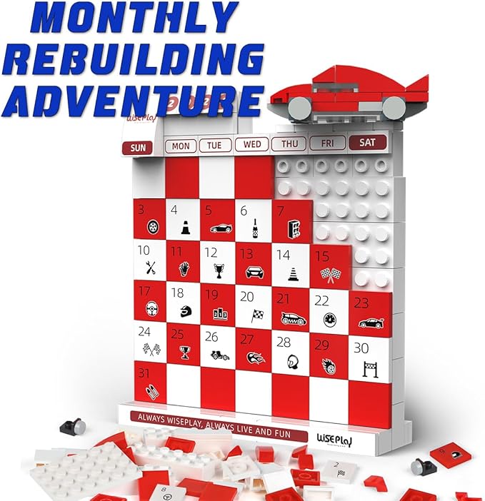 WIsePlay Calendar STEM Building Block Set 2024 Year - Stocking Stuffers for Boys - Unique Birthday and Christmas Gift for Kids