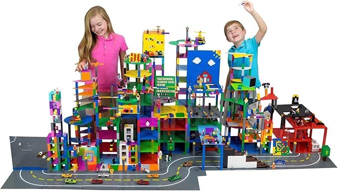 Strictly Briks Compatible with Lego Building Blocks Road Plates 10" x 10", 4 Pack Kids Brick Baseplates for City Road, Street, Race Track, Towns, Compatible with All Major Classic Brands