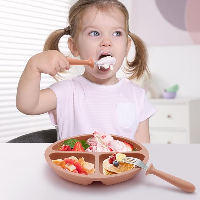 Toddler Spoons and Forks Set, 6 Pack Kids Silverware with Silicone Handle, BPA Free, 18/8 Stainless Steel Children Safe Toddler Utensils, Dishwasher Safe