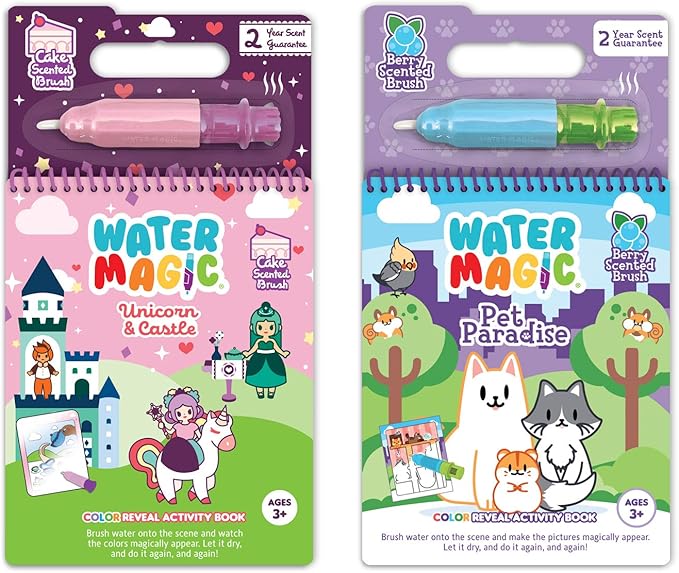 Water Magic - Patented Gourmet Scented Reusable Water Reveal Activity Books - No Mess, All Fun by Scentco (Unicorn and Pet Paradise)