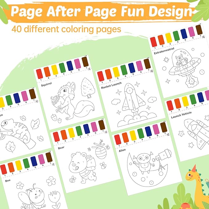 Water Coloring Books for Toddlers - Easter Basket Stuffers Watercolor Paint Book Drawing Art Paper for Kids Mess Free Craft Supplies kit Toy for Age 3 4 5 6 Valentines Birthday Gift(Aniaml,Planet）