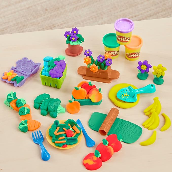 Play-Doh Grow Your Garden Toolset Made with Sustainable Plastics, 20 Accessories, 8 Colors, Kids Toys for 3 Year Old Boys & Girls & Up