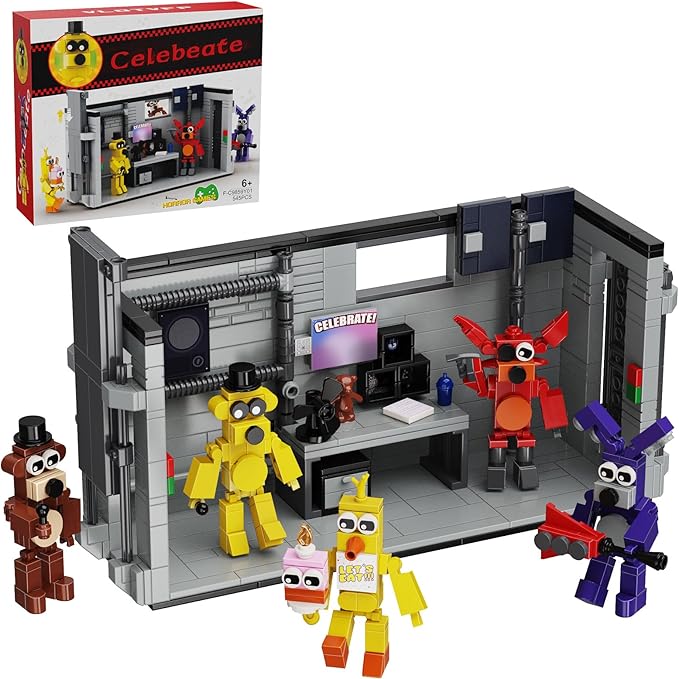 Five Nights Security Room Action Figure Building Block Set, 5 in 1 Monster with Stage Horror Game Toys, Compatible with Lego, Suitable for Fans Boys Girls Stage Halloween (545 PCS)