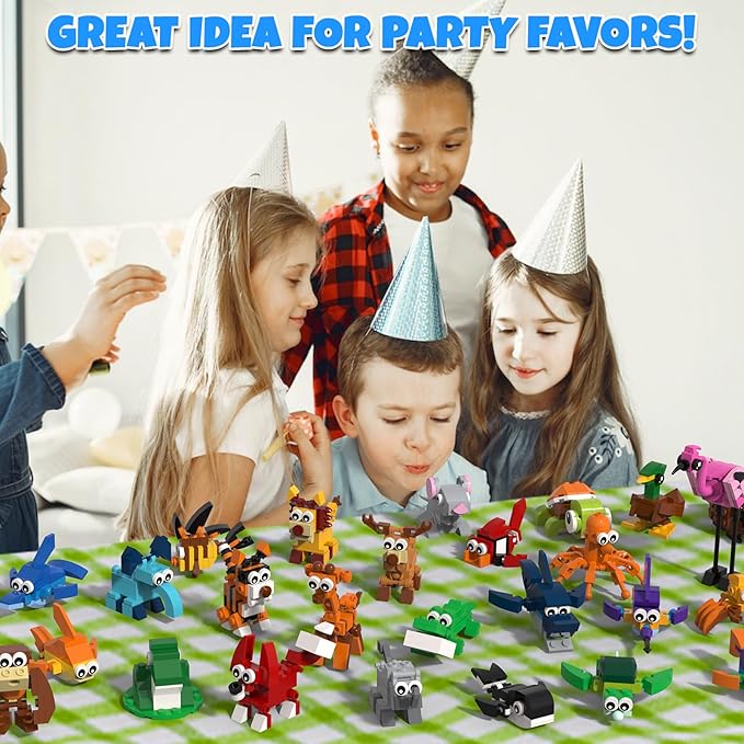 Tenhorses Party Favors for Kids Building Set, 26 Pack Animals Building Block Toys Valentines Classroom Prizes Goodie Bags, Easter Basket Stuffers Christmas Birthday Gift for Kids 8-12 (803PCS)