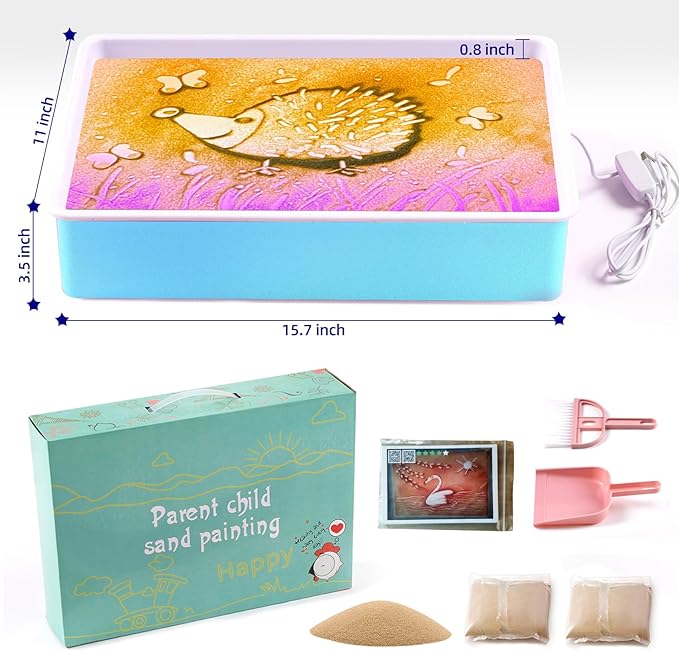 Light Table for Kids Manipulative | Sand Painting Light Box | Kids Light Table | Light Table Toys | Light Up Table for Kids | Sensory Light Table Accesories|3 Modes,10-Level Dimming16"(Blue)