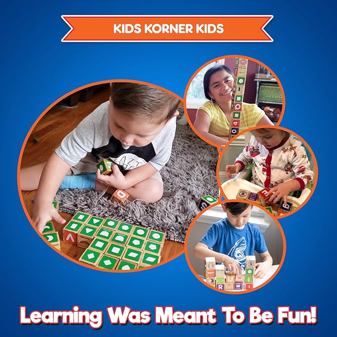 Alphabet Blocks Toys for Toddlers - Bilingual Educational Toys, Spanish Learning Toys, Stacking Toys with 30 Wooden Blocks and Toddler Learning Activities eBook