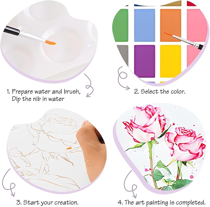 Paint with Water Coloring Book DIY Watercolor Painting for Adult 2 Pack Art Craft Travel with Relaxation for Kids Beginners Flower Scenery 12.4 * 8.8"