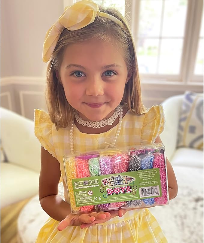 Rainbow Loom® Treasure Box DOTS Edition, 8,000 Rubber Bands in 8 Different Polka Dots Colors, and a Bonus of 2 Happy Looms, Great Activities for Boys and Girls 7+