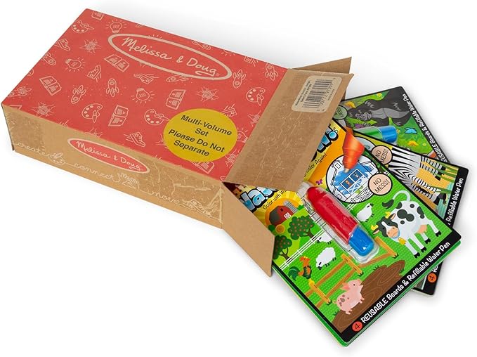 Melissa & Doug On the Go Water Wow! Reusable Color with Water Activity Pad 3-Pack, Jungle, Safari, Farm - FSC Certified