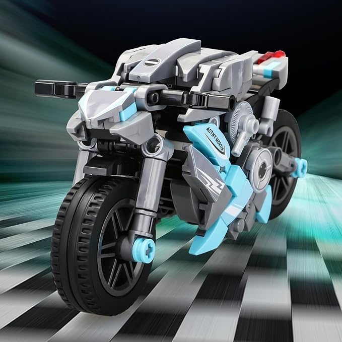 Motorcycle Toy Building Block Set Collectible Motorcycle Display Model, 301PCS Motorbike Toy Collection Brick Kit for Kids Boys Adults Ages 6+ 88009