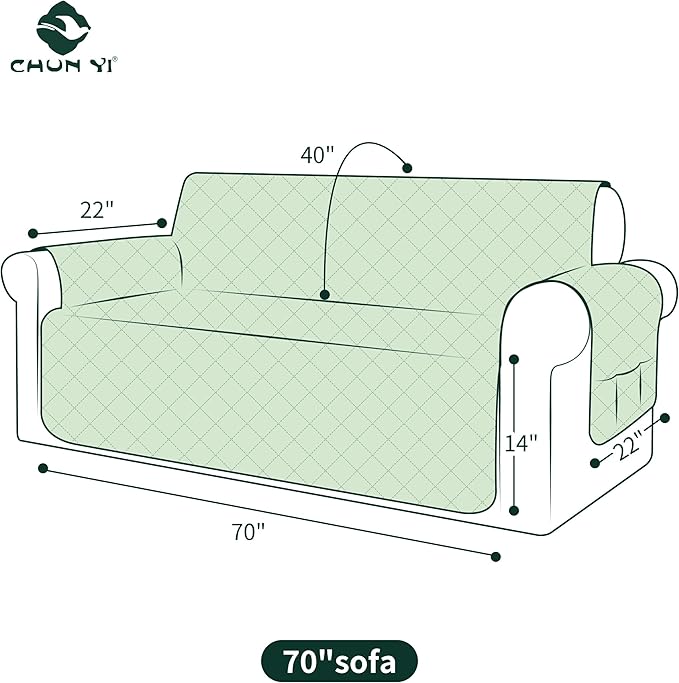 CHUN YI Water Resistant Couch Cover, Sofa Slipcover for 3 Cushion Sofa, Washable Sofa Cover with Adjustable Strap Storage Pocket for Living Room Dog Pet (Sofa, Sand)