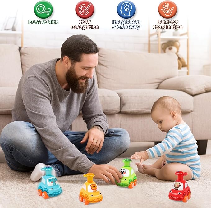 Amy&Benton Animal Car Baby Toys for 1 2 Year Old Boy|First Birthday Gifts for Toddler Toys Age 1-2|1 2 Year Old Boy Birthday Gift for Infant Toddlers