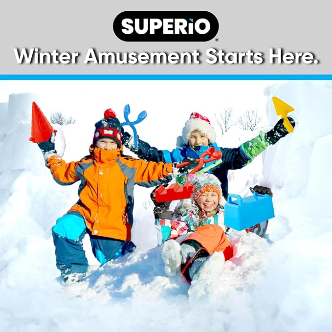 Superio Snow Brick Maker Igloo Fort Block Form Outdoor Winter Snow Toys Sand Castle Building Kit for Adults and Kids Sandbox, Beach, Sand Toys (Blue, 6)