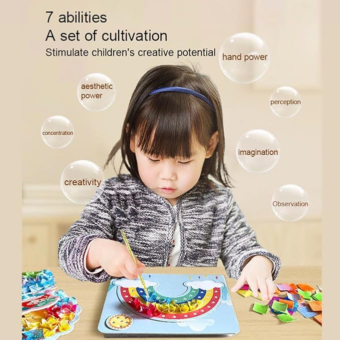 Virtegasas Creative Puzzle Puncture Painting Poke Art DIY Sets, Poking Painting Fabric Art Frenzy Paper Craft Kit Creative Handmade Toys (A)