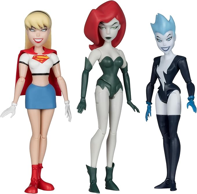 McFarlane Toys - The New Batman Adventures Poison Ivy Live Wire Supergirl (Girls' Night Out) 3pk Gold Label