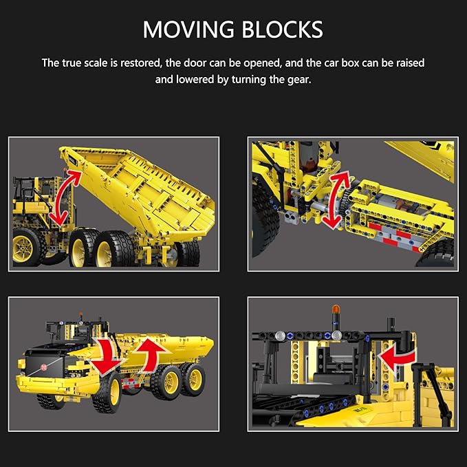 Mould King 17010 Engineering Dump Truck Building Block Kits, MOC Building Blocks Set to Build, Gift for Kids Age 8+/Adult Collections Enthusiasts(1888 Pieces with Motor/APP Remote Control)
