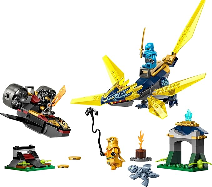 LEGO NINJAGO NYA and Arin’s Baby Dragon Battle 71798 Ninja Building Toy, Features a Jet, 2 Dragons, 3 Minifigures and Baby Riyu, Gift Idea for Toddlers Ages 4+