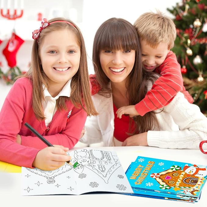 Dvbonike 24Pcs Merry Christmas Gingerbread House Coloring Books for Kids Bulk Winter DIY Art Drawing Birthday Party Favors Goodie Bags Stuffers Xmas Holiday Gifts Home Classroom Activity Supplies