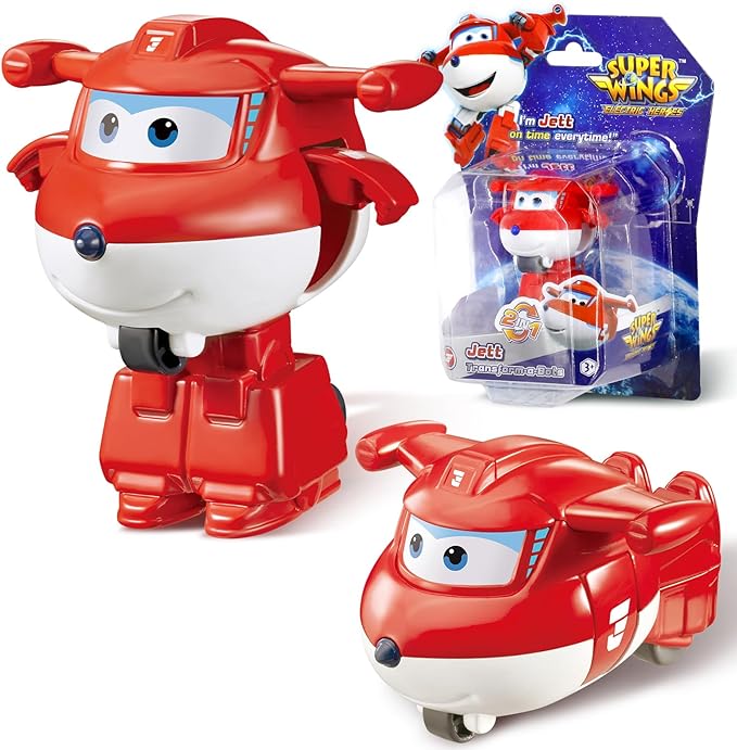 Super Wings Transformer Toys, 2 in Jett Robot Transformer Action Figures, 2-in-1 Mode Robot Transformer Toys for Boys Girls 4-6 6-8, Fun Plane Toys for Boys Toddlers Kids Age 3 4 5 6 7 8