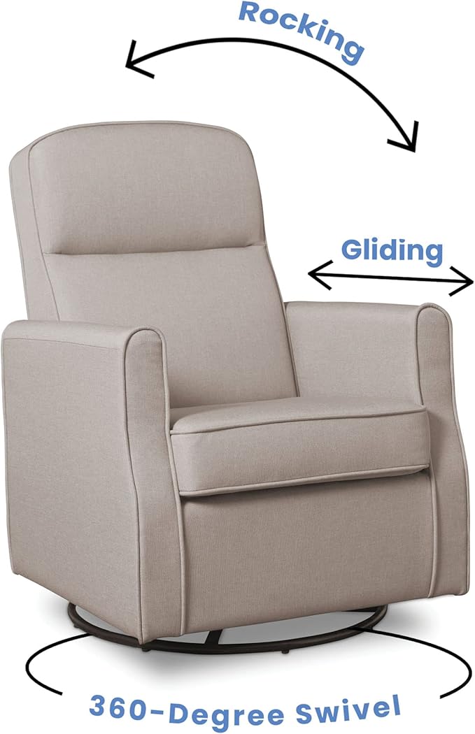 Delta Children Blair Slim Nursery Glider Swivel Rocker Chair, Taupe