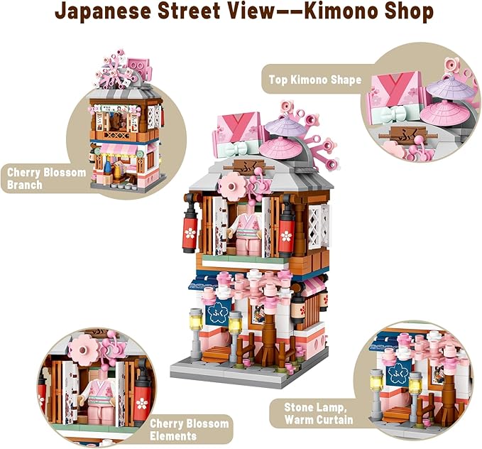 Japanese Street View Shop Bricks, Mini DIY Building Blocks Model MOC Construction Toy (Kimono Shop)