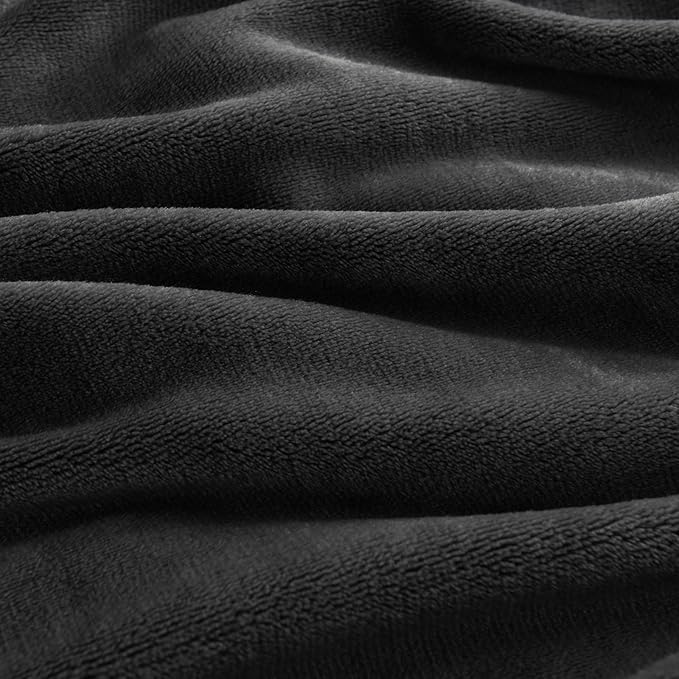 CozyLux Fleece Bed Blankets Queen Size Black - 300GSM Soft Lightweight Cozy Plush Fuzzy Microfiber Flannel Blanket for Travel Camping Chair and Sofa, 90x90 inches