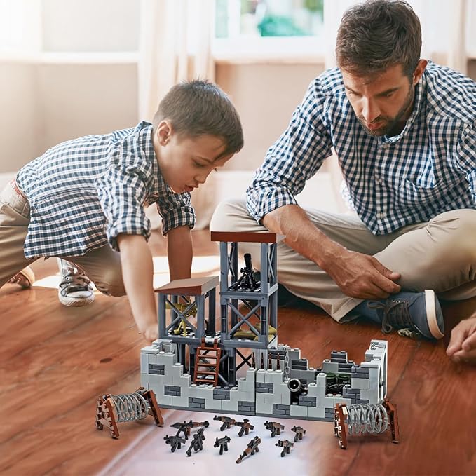 Military Base Building Brick Set, WW2 Army War Parts Accessories,STEM Army Defense Base Guard Tower Building Block Kit,Army Equipment Gear Sets,Christmas Birthday Gifts for Boys,Teens,Adults