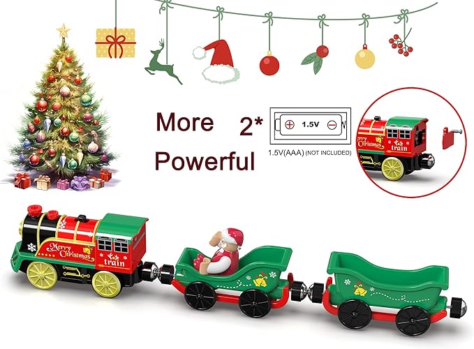 Electric Train Set for Wooden Tracks, Battery Powered Trains Toy with Lights & Sounds for Toddlers, Motorized Train for Kids Compatible with Thomas & Friends, Brio, Chuggington