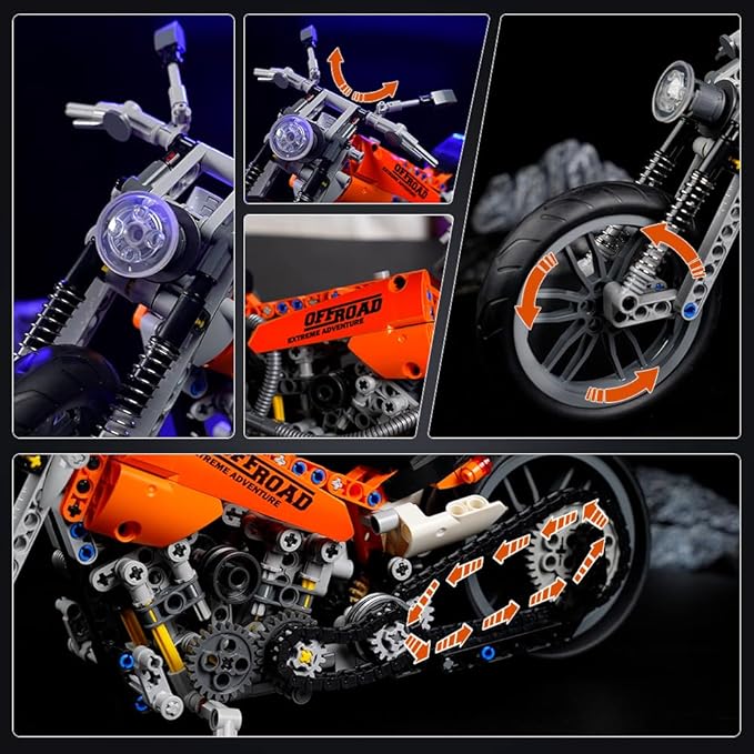 HOGOKIDS Motorcycle Building Block Set - 436 PCS Collectible Motorcycle Display Model, STEM Tech Motorbike Toy Collection Brick Kit for Adults Kids Boys Ages 6 7 8 9 10 11 12+ Years Old