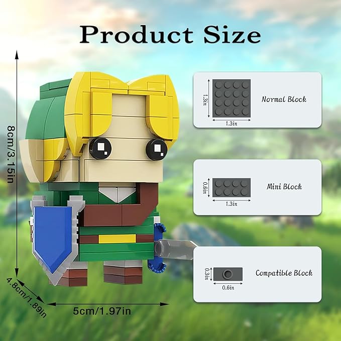 Breath of The Wild Link Building Sets for Adults Kids, Link Minifigure Ocarina of Time Building Kit,Game Series Building Blocks Model Toys,Compatible with Lego(155PCS)